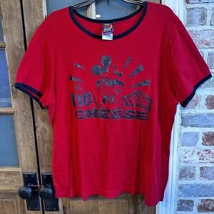 Vtg Mickey Mouse Women's Graphic‎ Shirt Big Cheese XL Red Disney 90s